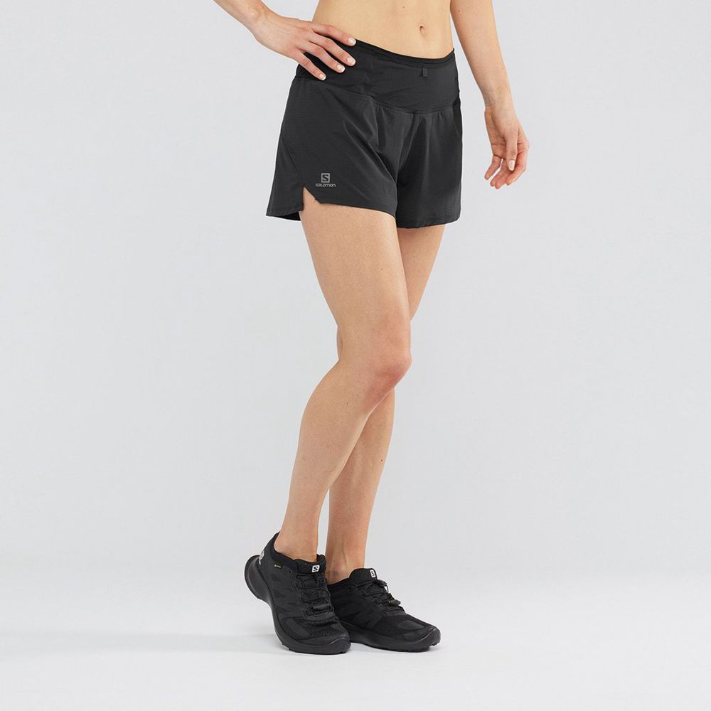 Salomon Singapore Womens Shorts - SENSE Black | 86502-ICBV